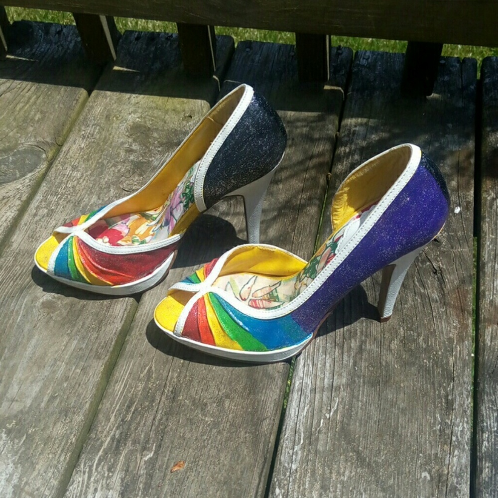 Upcycled OOAK pride/festival heels